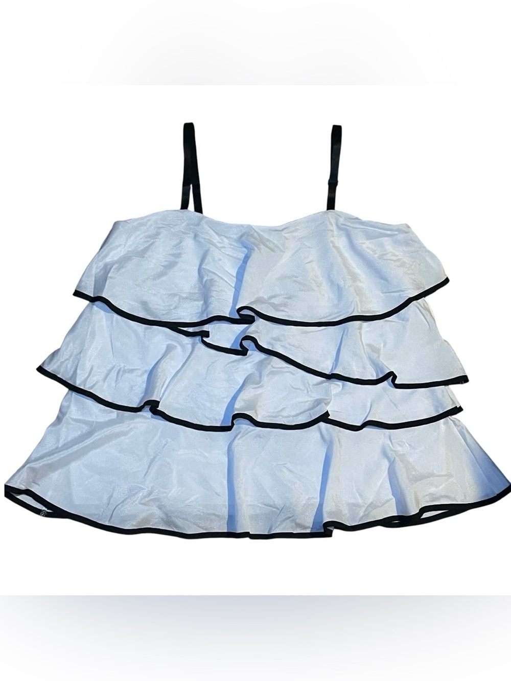 VINTAGE TORRID - Babydoll White Tiered Ruffle Cami Black Trim - NWT - 1X